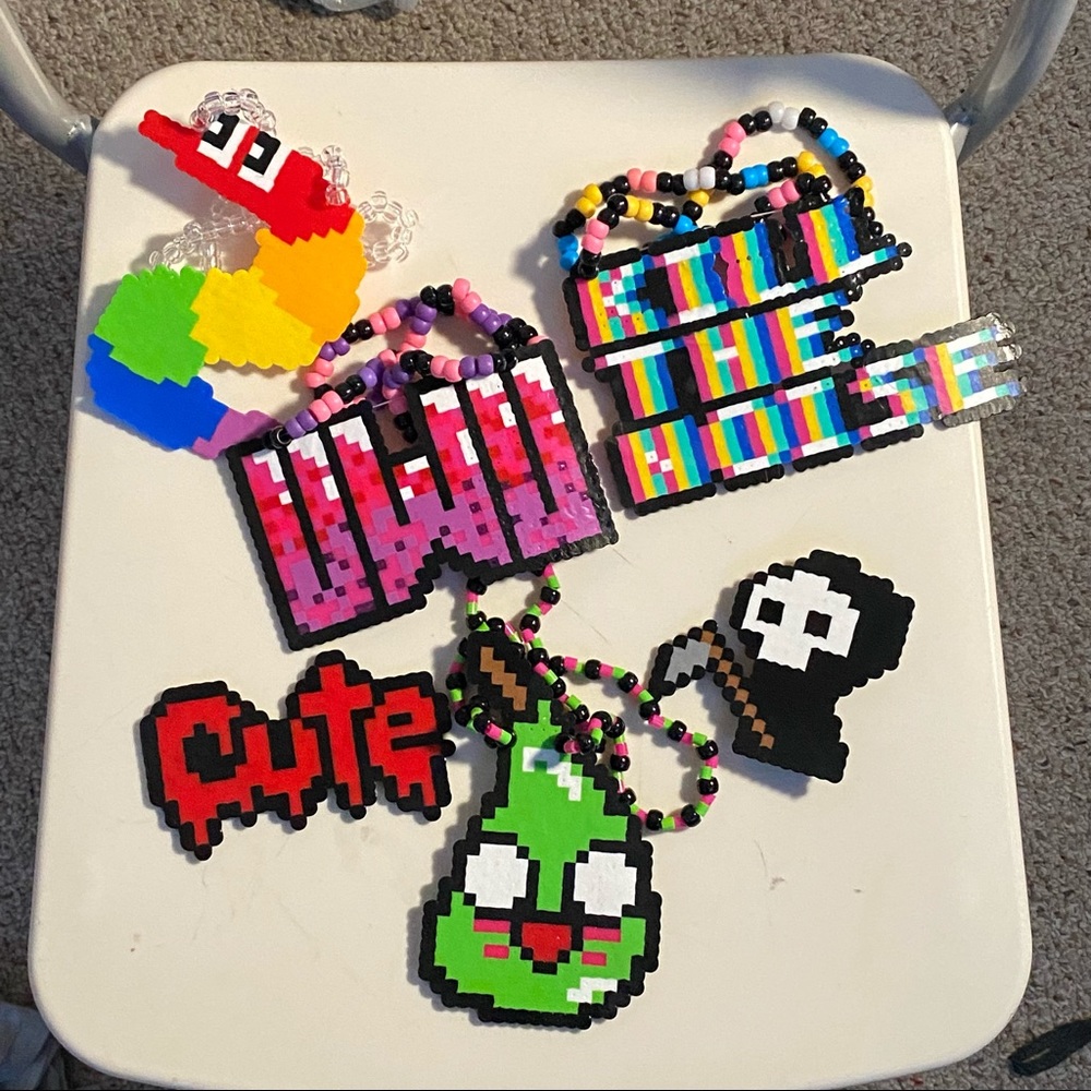 Perler necklaces :D
